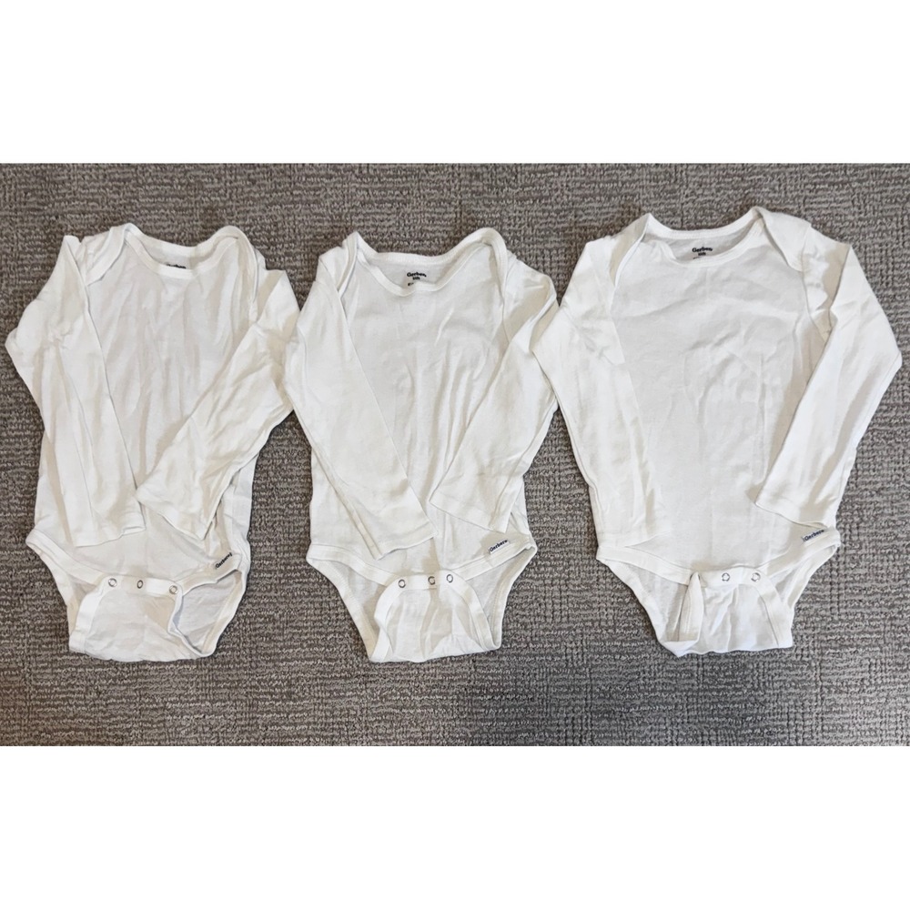 Gerber Kids 3T White Long Sleeve Bodysuits 3 Pack Cotton Toddler Basics